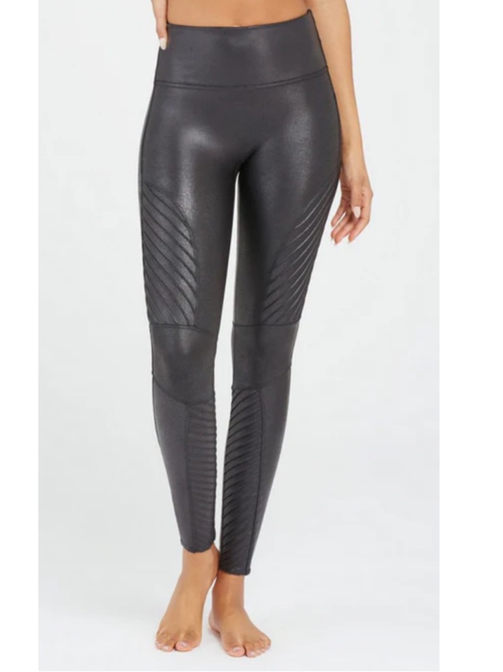 SPANX Black Faux Leather Moto Leggings
